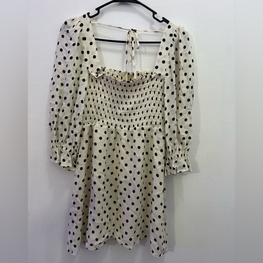 Reformation Cream and Polka Dot Dress Size Small